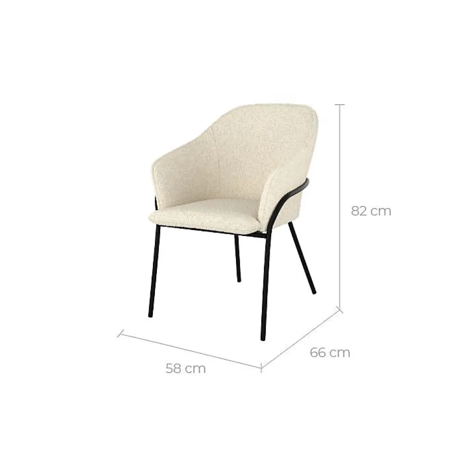 Chaise effet laine bouclette blanche et pieds en métal - Toscane