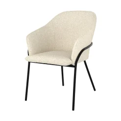Chaise effet laine bouclette blanche et pieds en métal - Toscane