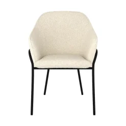 Chaise effet laine bouclette blanche et pieds en métal - Toscane
