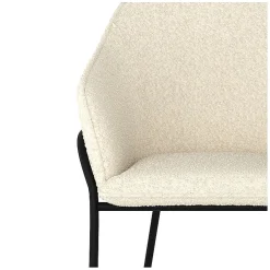 Chaise effet laine bouclette blanche et pieds en métal - Toscane