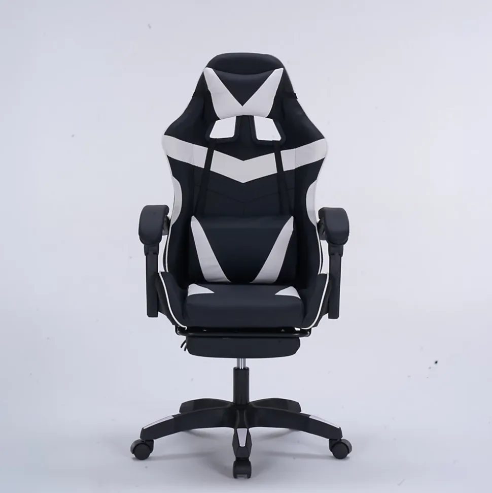 Chaise gaming de bureau ergonomique inclinable noir et blanc - Altair