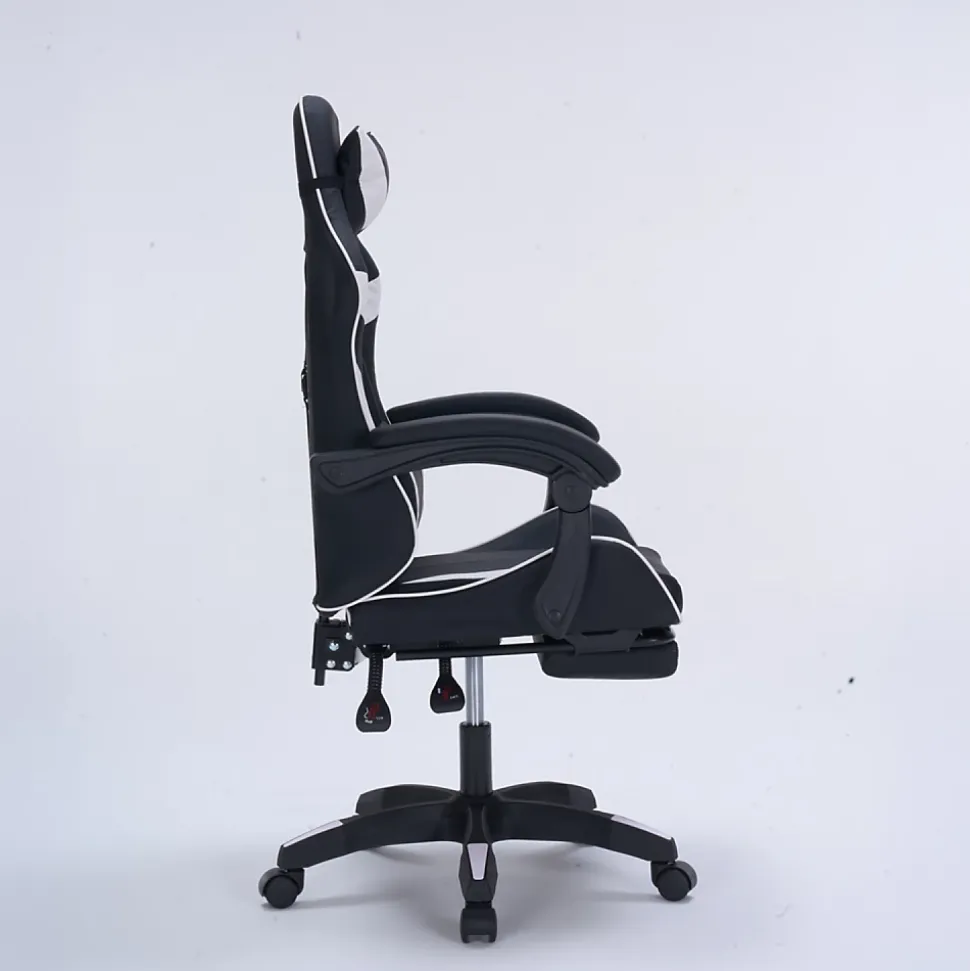 Chaise gaming de bureau ergonomique inclinable noir et blanc - Altair