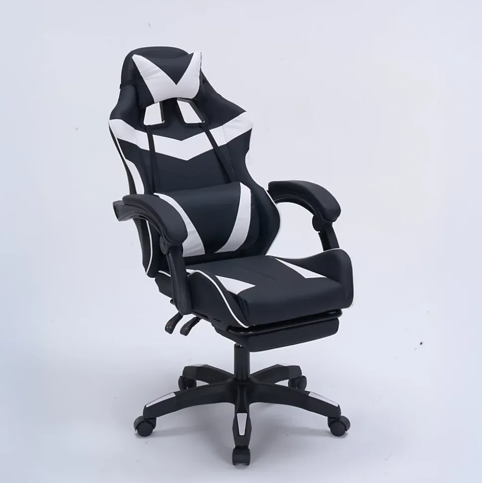 Chaise gaming de bureau ergonomique inclinable noir et blanc - Altair