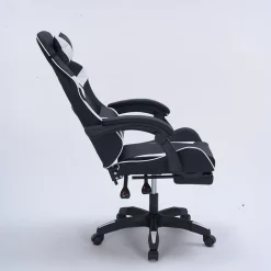 Chaise gaming de bureau ergonomique inclinable noir et blanc - Altair