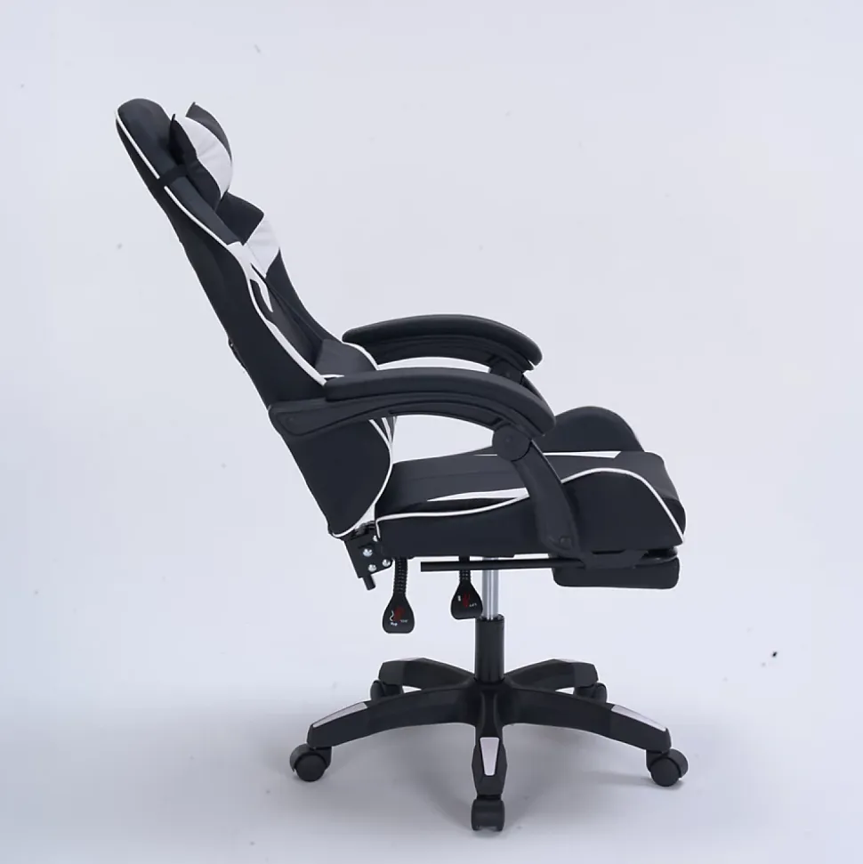 Chaise gaming de bureau ergonomique inclinable noir et blanc - Altair