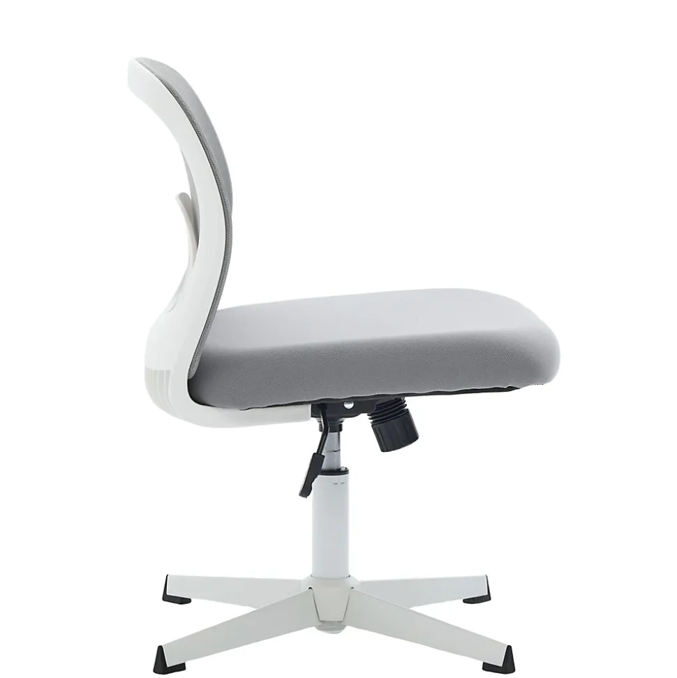 Chaise hauteur d assise 39-51 cm 61x55x73-85 cm sans accoudoirs assise large en mesh gris pivotante 360