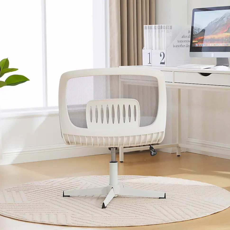 Chaise hauteur d assise 39-51 cm 61x55x73-85 cm sans accoudoirs assise large en mesh gris pivotante 360