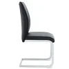 Chaise hauteur d assise 45 cm en similicuir noir assise rembourree pieds metal argente style europeen
