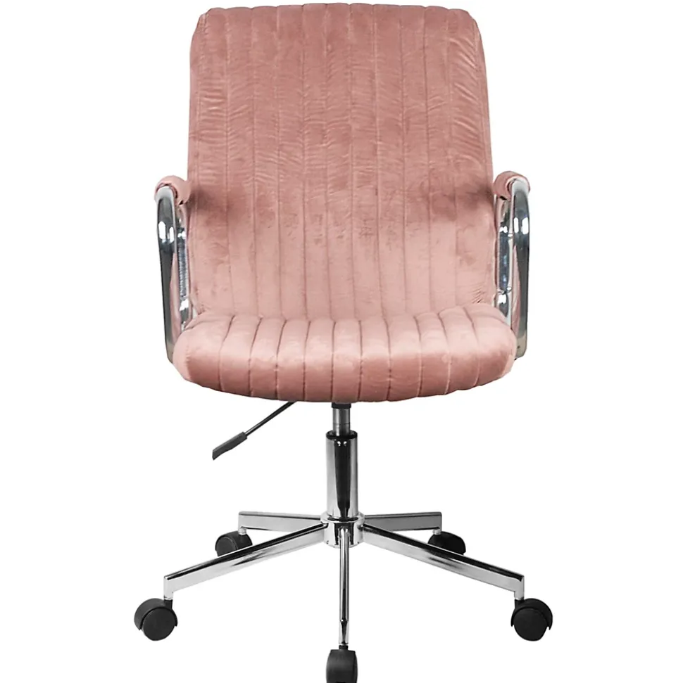Chaise pivotante à roulettes velour AKORD FD24 Rose