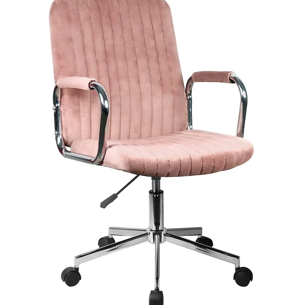 Chaise pivotante à roulettes velour AKORD FD24 Rose