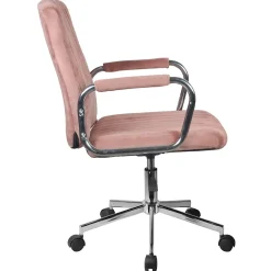 Chaise pivotante à roulettes velour AKORD FD24 Rose