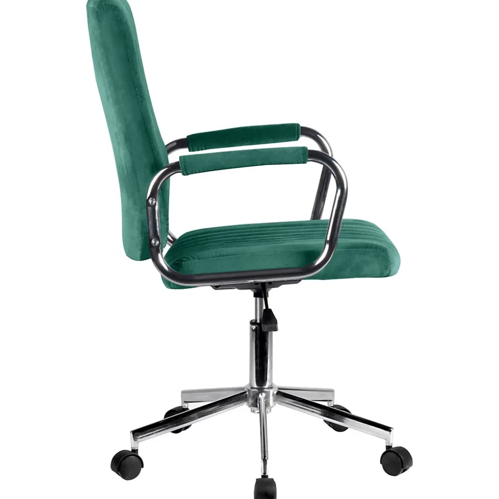 Chaise pivotante à roulettes velour AKORD FD24 Vert Bouteille