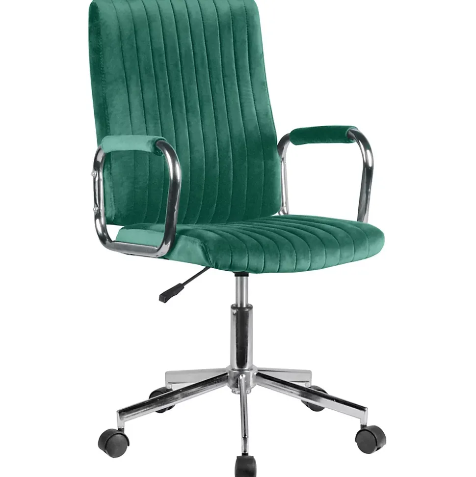 Chaise pivotante à roulettes velour AKORD FD24 Vert Bouteille