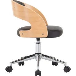 Chaise pivotante de bureau Noir Bois courbé et similicuir vidaXL