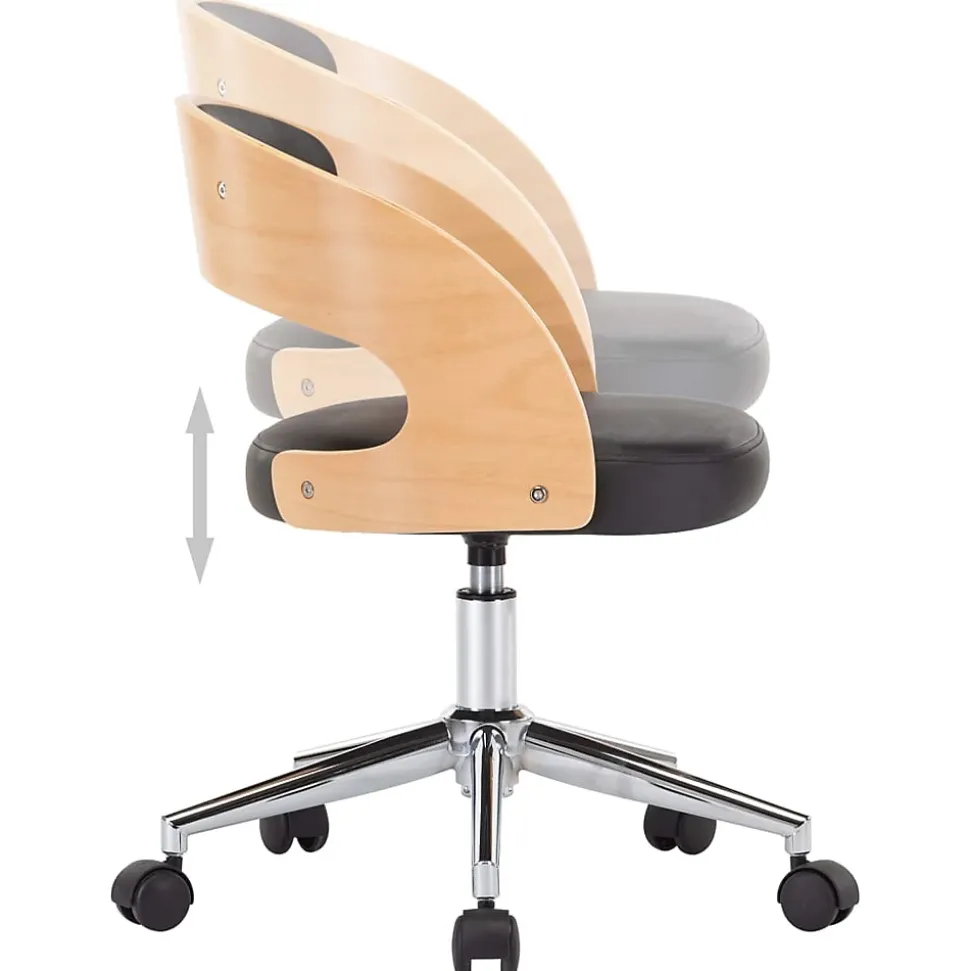 Chaise pivotante de bureau Noir Bois courbé et similicuir vidaXL