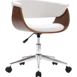 Chaise pivotante de bureau Blanc Bois courbé et similicuir vidaXL