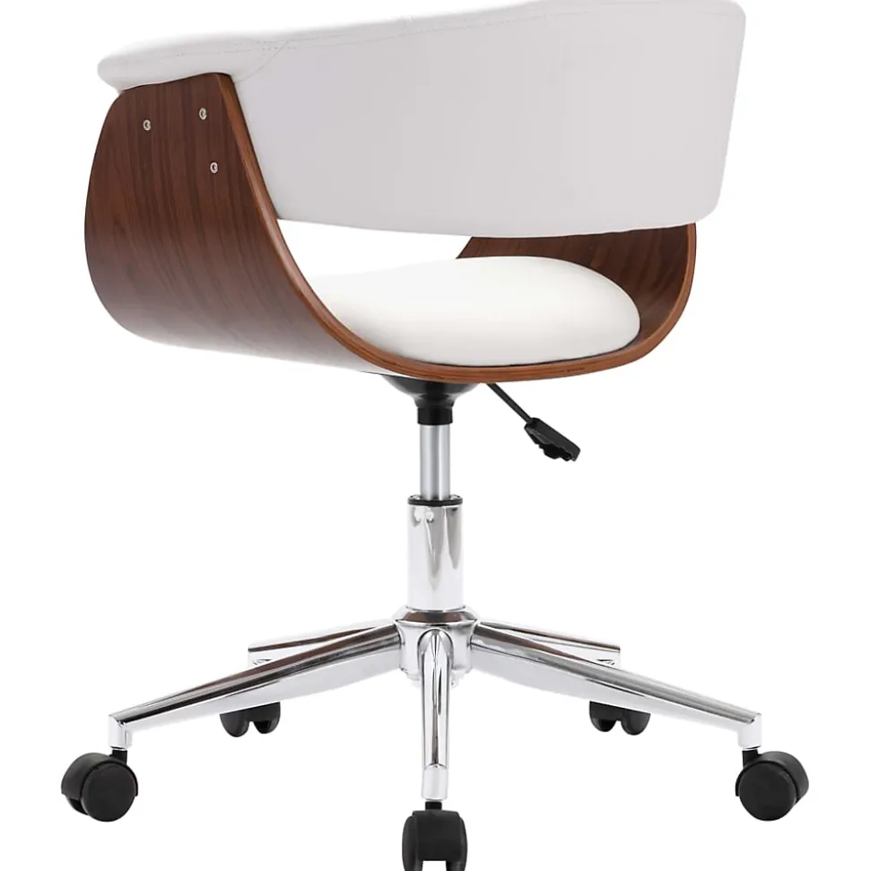Chaise pivotante de bureau Blanc Bois courbé et similicuir vidaXL