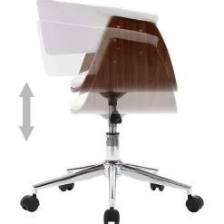 Chaise pivotante de bureau Blanc Bois courbé et similicuir vidaXL