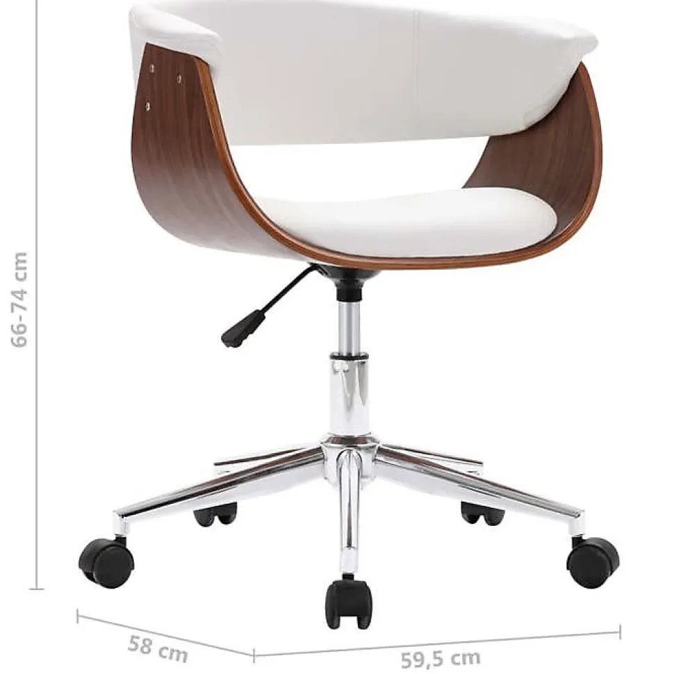 Chaise pivotante de bureau Blanc Bois courbé et similicuir vidaXL