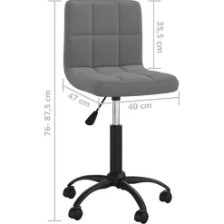 Chaise pivotante de bureau Gris foncé Velours vidaXL