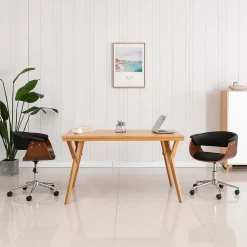 Chaise pivotante de bureau Noir Bois courbé et similicuir vidaXL