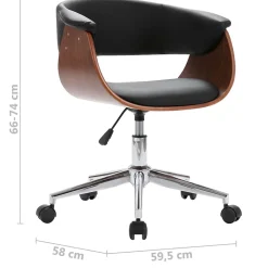 Chaise pivotante de bureau Noir Bois courbé et similicuir vidaXL