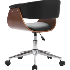 Chaise pivotante de bureau Noir Bois courbé et similicuir vidaXL