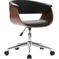 Chaise pivotante de bureau Noir Bois courbé et similicuir vidaXL