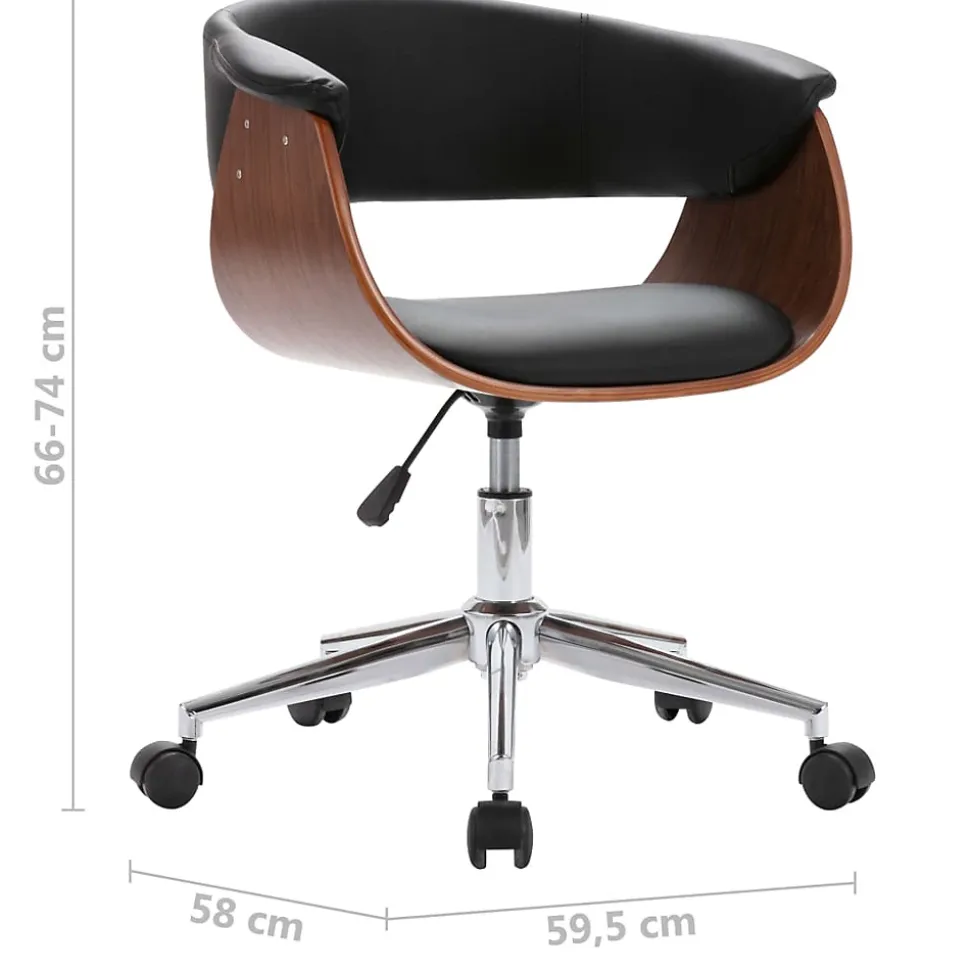 Chaise pivotante de bureau Noir Bois courbé et similicuir vidaXL