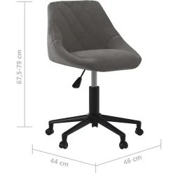 Chaise pivotante de bureau Gris foncé Velours vidaXL