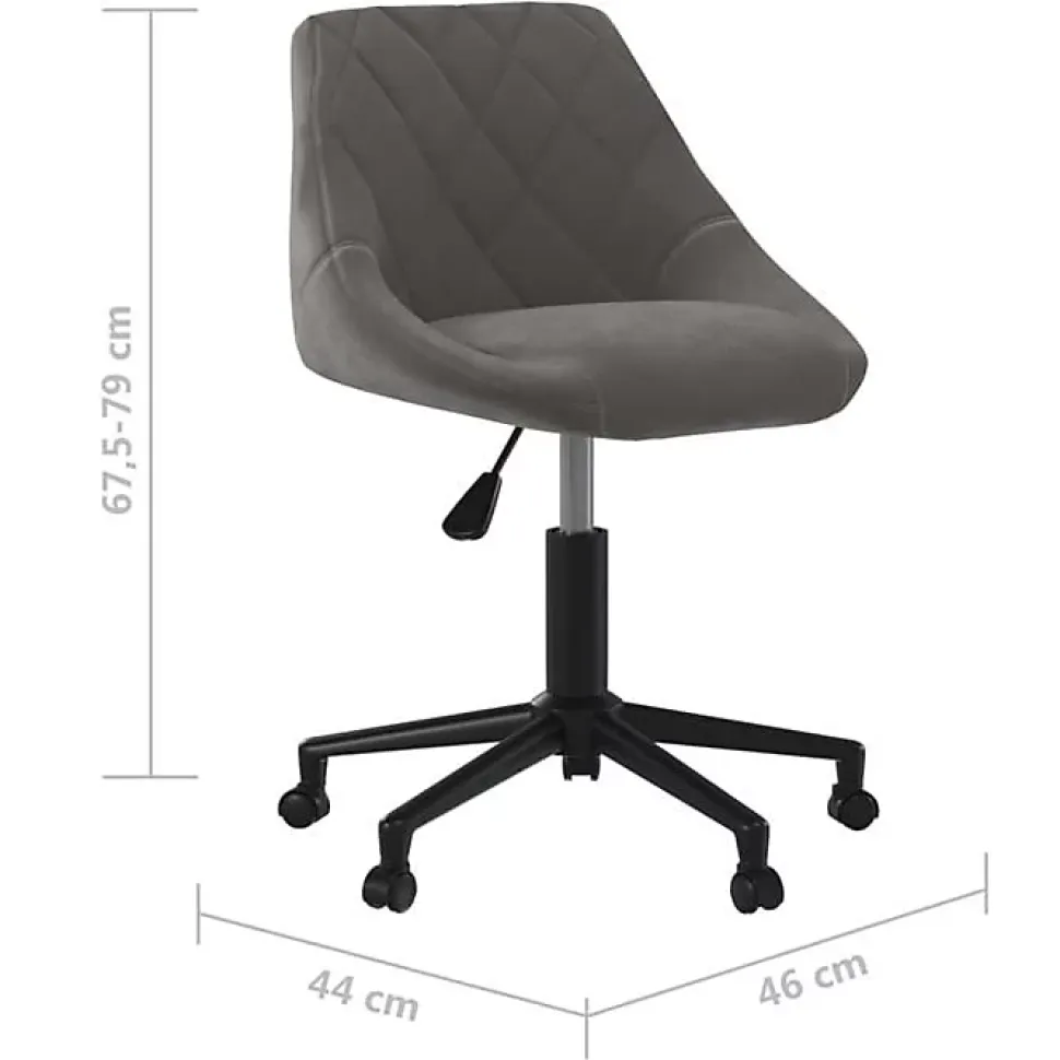 Chaise pivotante de bureau Gris foncé Velours vidaXL