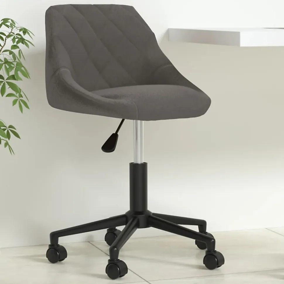 Chaise pivotante de bureau Gris foncé Velours vidaXL