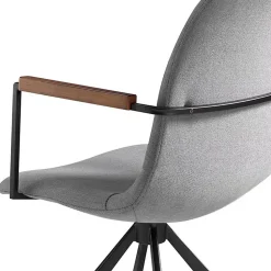 Chaise pivotante moderne en tissu gris foncé avec accoudoirs