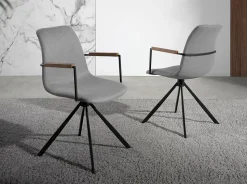 Chaise pivotante moderne en tissu gris foncé avec accoudoirs