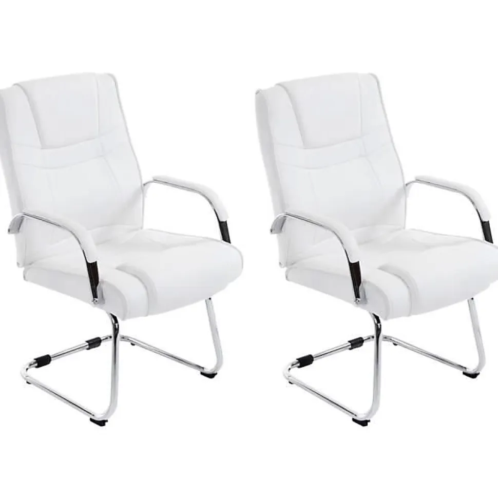 Chaises Cantilever Attila - CLP - Lot de 2 - Blanc - Avec accoudoirs - Poids jusqu'à 180 kg