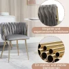 Chaises de Salle à Manger Lot de 2, Chaises en Velours avec Pieds Métal Doré, Style Moderne pour Salon et Chambre - Gris