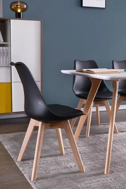 Chaises de Salle à Manger scandinave, Chaise de Bureau rétro, Noir, Lot de 4