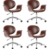 Chaises pivotantes à manger lot de 4 marron similicuir - Prolenta Premium