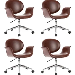 Chaises pivotantes à manger lot de 4 marron similicuir - Prolenta Premium