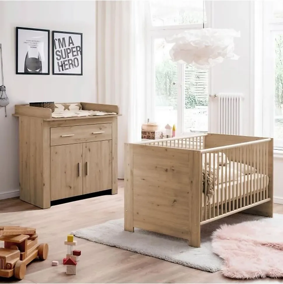 Chambre bébé Trend Team Ahoi - Lit 70 x 140 cm et commode à langer chêne