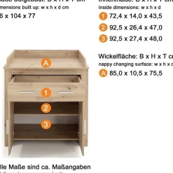 Chambre bébé Trend Team Ahoi - Lit 70 x 140 cm et commode à langer chêne