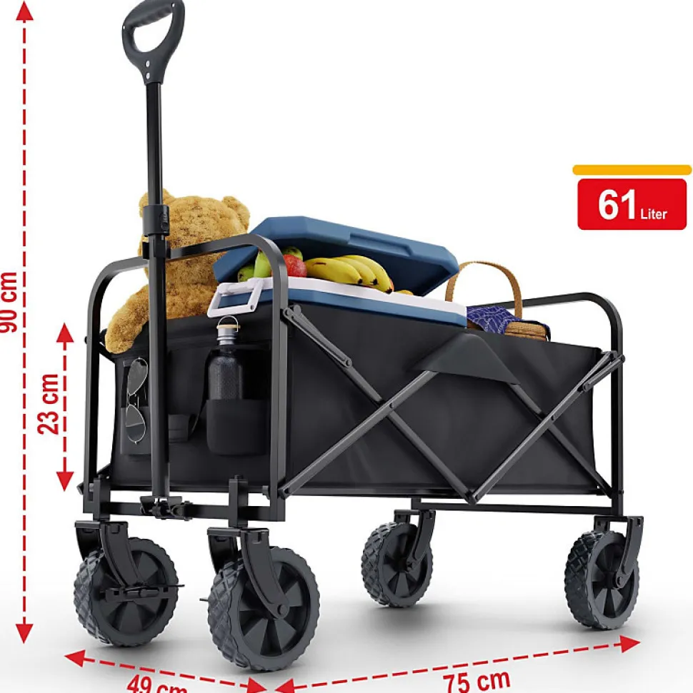 Chariot à bras chariot de transport pliable inclus housse amovible 61L Gris