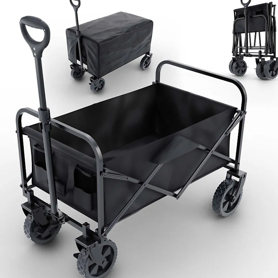 Chariot à bras chariot de transport pliable inclus housse amovible 61L Gris