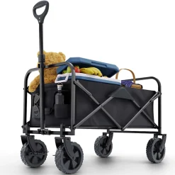 Chariot à bras chariot de transport pliable inclus housse amovible 61L Gris