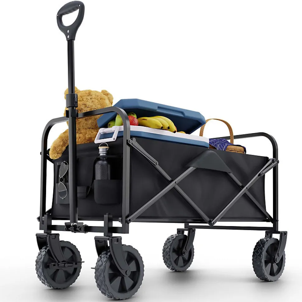 Chariot à bras chariot de transport pliable inclus housse amovible 61L Gris