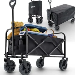 Chariot à bras chariot de transport pliable inclus housse amovible 61L Gris