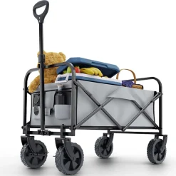 Chariot à bras chariot de transport pliable inclus housse amovible 61L Noir