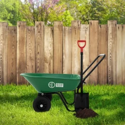 Chariot à brouette ECD Germany 78L basculante cadre en acier avec 2 pneus et bac charge de 100 kg