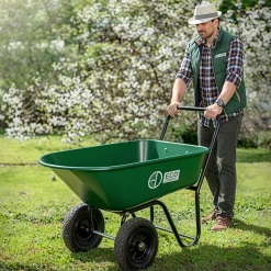 Chariot à brouette ECD Germany 78L basculante cadre en acier avec 2 pneus et bac charge de 100 kg