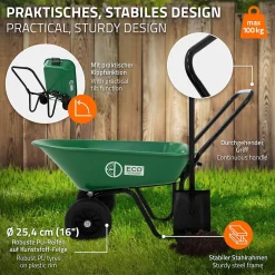 Chariot à brouette ECD Germany 78L basculante cadre en acier avec 2 pneus et bac charge de 100 kg